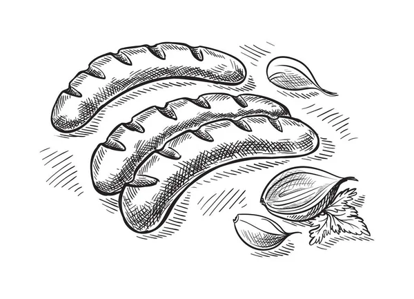 Гриль ковбаси ізольовані на білому тлі — стоковий вектор