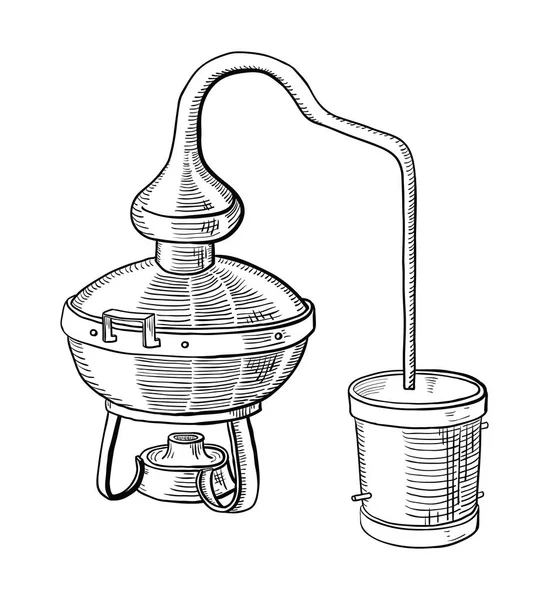 Proces destilace alkoholu — Stockový vektor