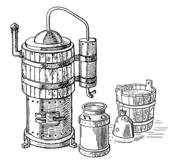 Processo de destilação do álcool — Vetor de Stock
