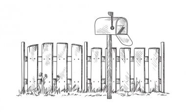 Postbox ile ahşap kroki çit