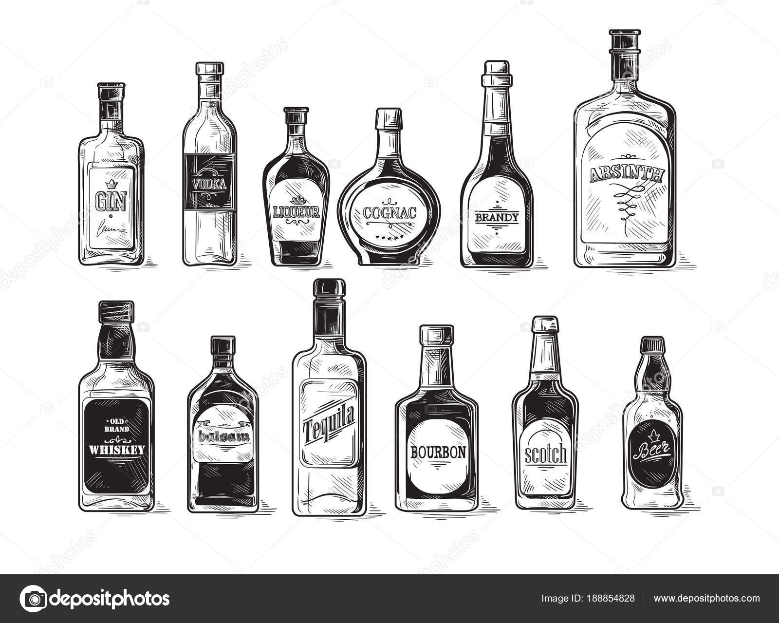 Set of bottles for alcohol — Stock Vector ©