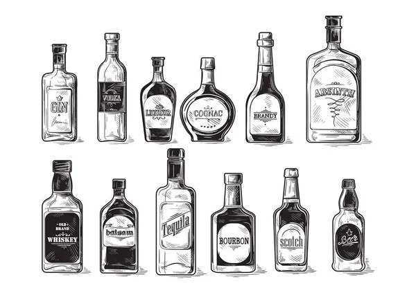 Set of bottles for alcohol — Stock Vector