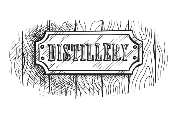 Form träskylt styrelse med distillery — Stock vektor