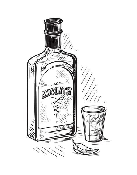 Flaschen für Alkohol-Sketch — Stockvektor