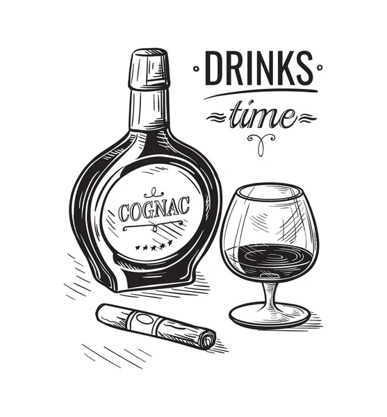 Botellas para boceto de alcohol — Vector de stock