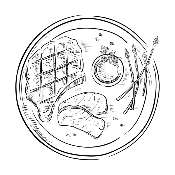 Deliziosa carne fritta isolata su sfondo bianco — Vettoriale Stock