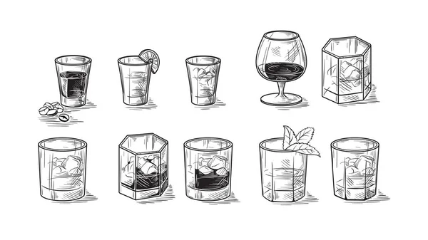 Juego de botellas de alcohol — Vector de stock