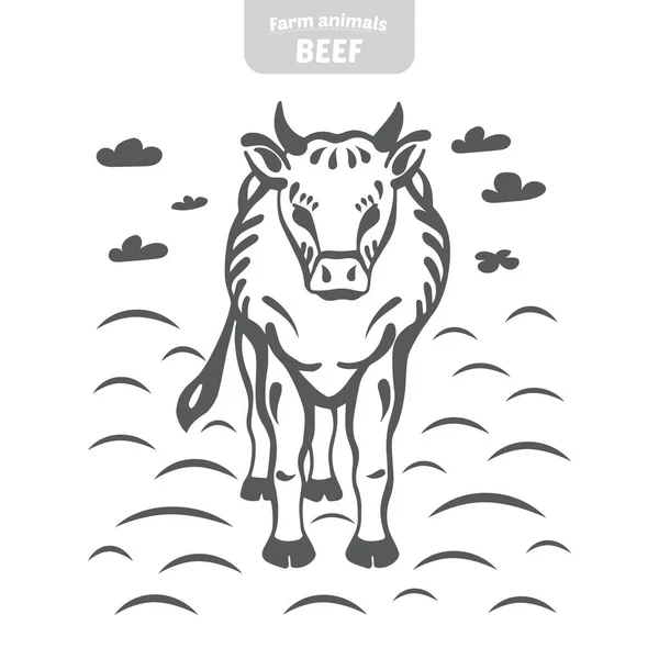 Vaca ilustración vectorial dibujada a mano . — Vector de stock