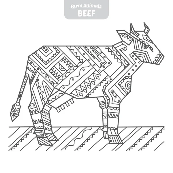 Illustration vectorielle dessinée à la main par la vache . — Image vectorielle