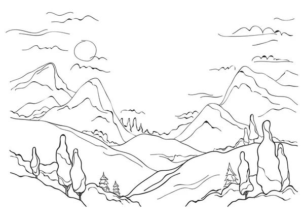 Mountains, hills and trees — Stock Illustration Mountains, hills and trees Stock Vector