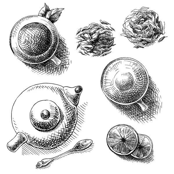 Элементы коллекции чая — стоковый вектор