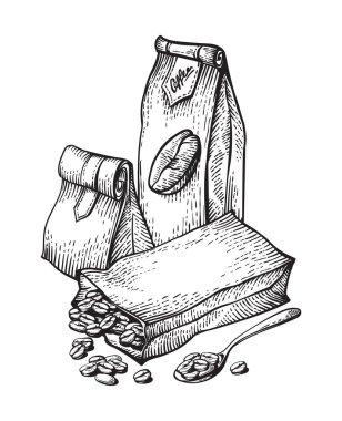 Vektör kahve ambalaj paketi çanta izole ayarla