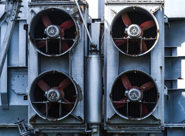 Modern Ventilation system. 4 fan with pipes — Stock Photo, Image