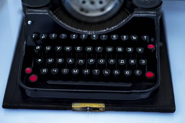 Nahaufnahme Von Antiken Schreibmaschinentasten Flacher Fokus — Stockfoto
