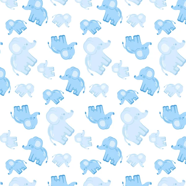 青い象と子供のシームレスな入札パターン — ストックベクタ