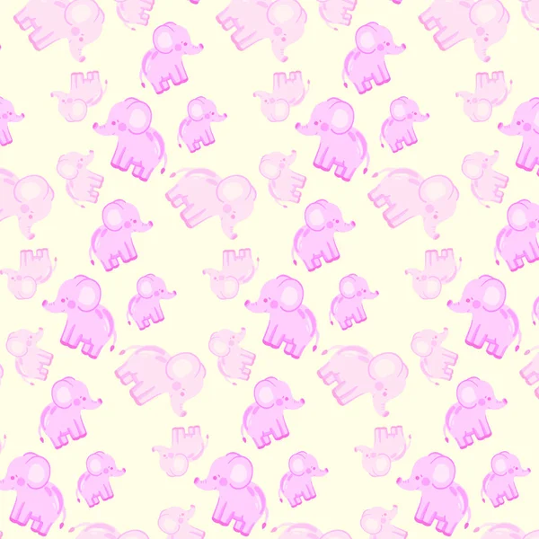 儿童无缝模式与粉红色大象 — 图库矢量图片