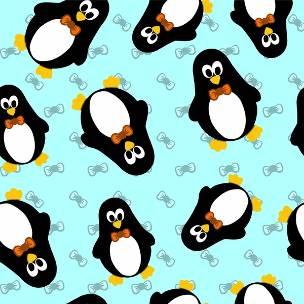 Seamless pattern with penguins — Stock Vector