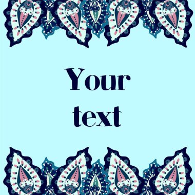 çiçek ve bukleler ve yaprakları ile metin çerçevesi için karikatür çiçek retro arka plan kartı