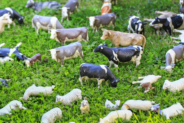 Toy animals to pasture — Stock Photo, Image