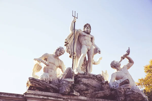 Scultura Del Nettuno Piazza Del Popolo Roma — Foto Stock