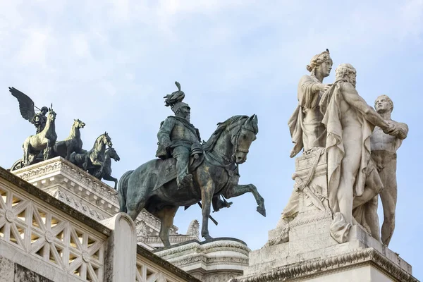 Roma Itália 2019 Vitoriano Esculturas Piazza Venezia Roma Com Estátua — Fotografia de Stock