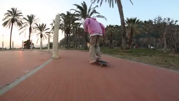 Skateboard Line Session Trick mit Gimbal — Stockvideo