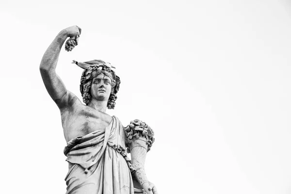 Baroque Sculpture Bacchus God Wine Harvest High Contrast Black White — Stock Photo, Image