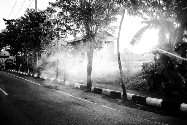 Smog uit de rijstvelden van Bali. — Stockfoto