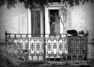Eski balkon, vintage tarafından stilize fotoğraf