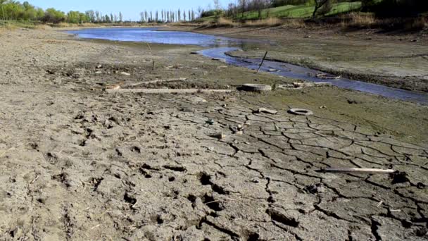 Περιβαλλοντική καταστροφή που προκάλεσε η ξηρασία του ποταμού — Αρχείο Βίντεο