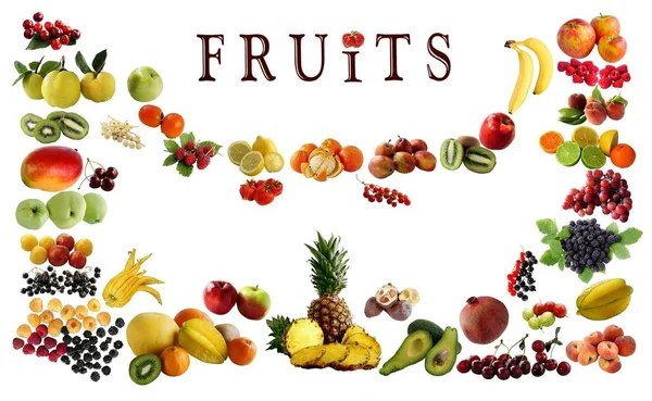 Układ owoców i warzyw jako tło — Zdjęcie stockowe