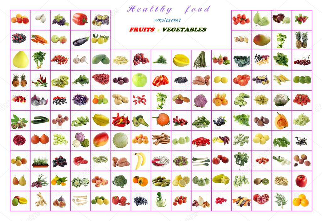 arrangement of fruits and vegetables as background