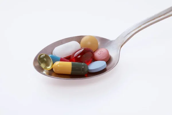 Többszínű Tabletták Kapszulák Mint Gyógyszerek — Stock Fotó