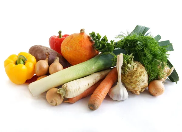 Grupo Várias Verduras Para Cozinhar Refeições Sopa — Fotografia de Stock