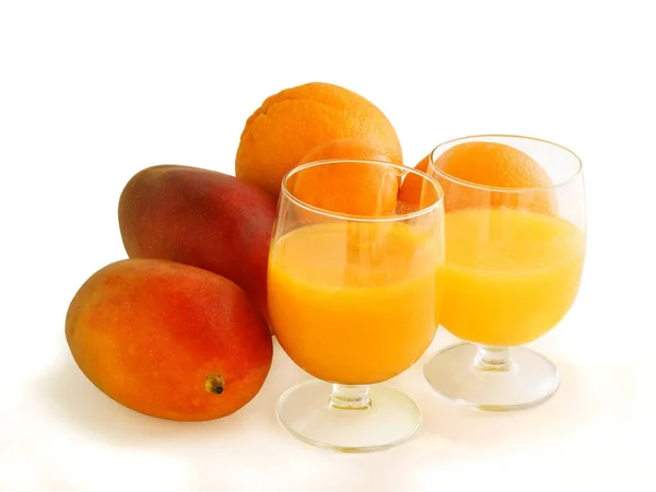 Mango Orangen Smoothie Und Saft — Stockfoto