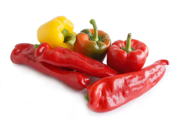 Piros Sárga Zöld Paprika Ízletes Zöldségként — Stock Fotó