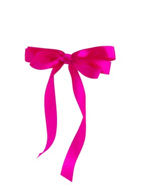 Pembe saten kurdele izole edilmiş.