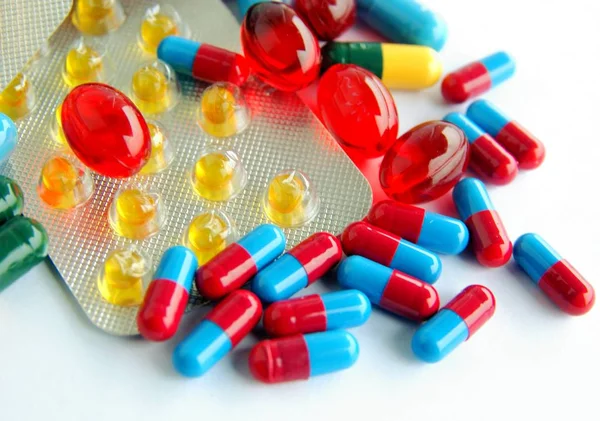 Varios Medicamentos Multicolores Para Salud — Foto de Stock