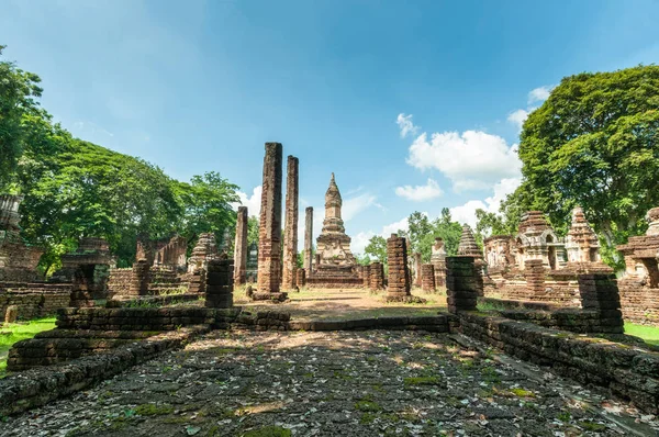Staré Město Uctívání Místo Zajímavosti Historie Parku Satchanalai Provincie Sukhothai — Stock fotografie