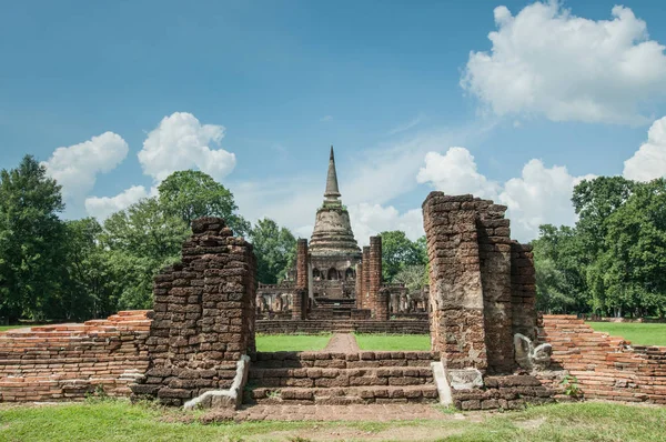 Oude Stad Van Aanbidding Plaats Monumenten Geschiedenis Park Van Satchanalai — Stockfoto