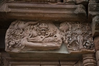 Wat Khao Phanom basamak Castle Simgesel Yapı Buriram il, Tayland tarihi heykeltraş closeup