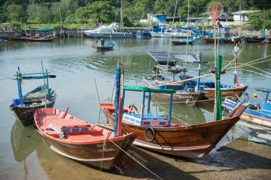 Liman marina manzara, rayong Eyaleti, Tayland Balık tutma.