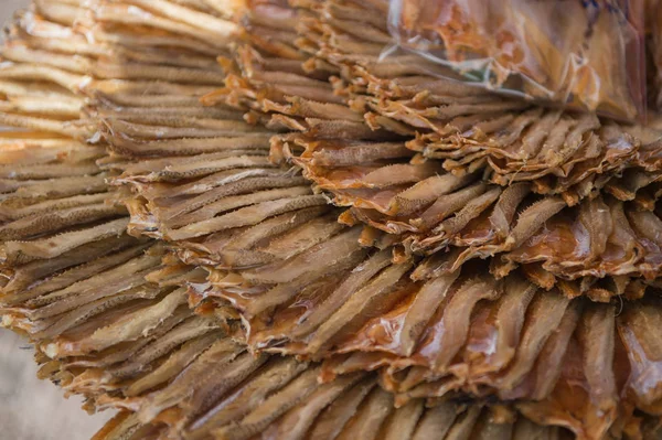Penutupan Pelestarian Ikan Kering Pasar Makanan — Stok Foto