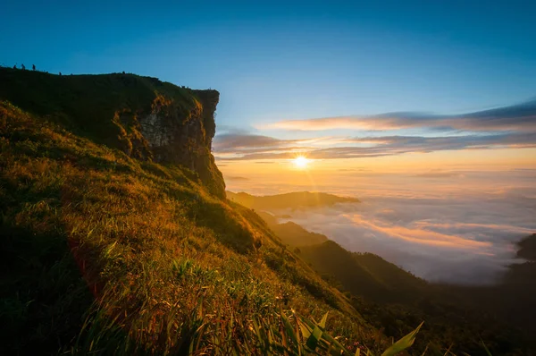 Phu Chi Mountain Landscape Sunrise Thailand — Stock Photo, Image