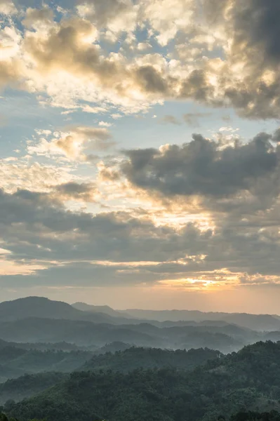 Sunrise with mountain wave landscape — Stock Photo, Image