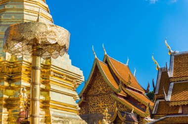 Altın tapınaktaki pagoda, Chiangmai, Tayland