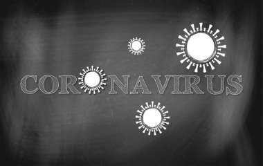 Üzerinde Coronavirus yazan siyah karatahta. 2019 Roman Coronavirus (COVID-19) konsepti.