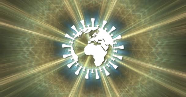 La planète Terre représentait comme un agent pathogène du coronavirus. Des images de boucle sans couture. Concept de distance sociale que nous devons établir afin de limiter l'impact du Coronavirus .