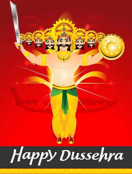 Gelukkig dussehra viering achtergrond met Ravan Cartoon — Stockvector