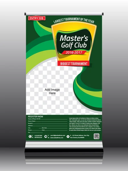 Tournoi de golf roll up stand design — Image vectorielle